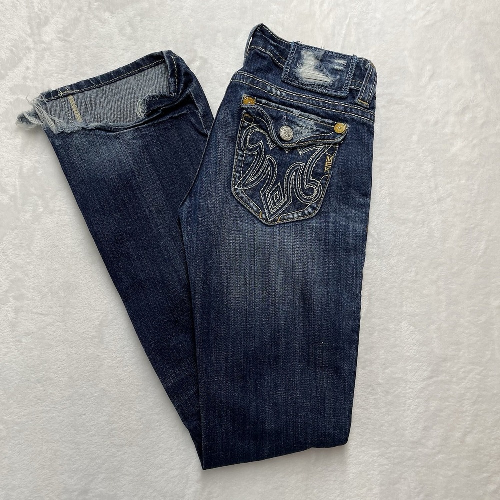 MEK Denim Jeans Women's 26x34 Oaxaca‎ Western Flare Embroidered Flap Pocket